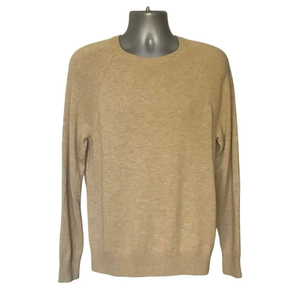 J.Crew Sweater Mens Medium Tan Lambswool Blend Crew Neck Long Sleeve Knit